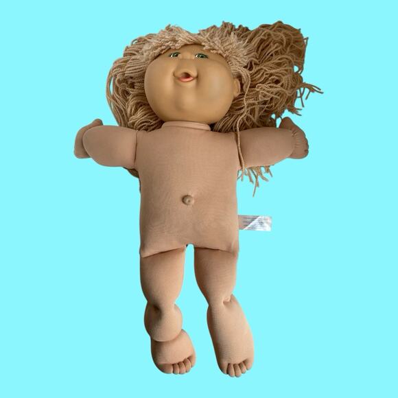 Vtg Cabbage Patch Kids Doll Blonde Hair Green Eyes Girl Dimples Play Along CPK - Picture 2 of 16